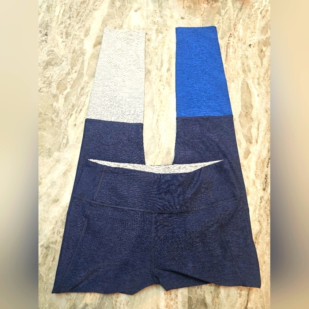 Outdoor Voices Small 7/8 Colorblock Leggings Navy Gray Blue High Waist Active
